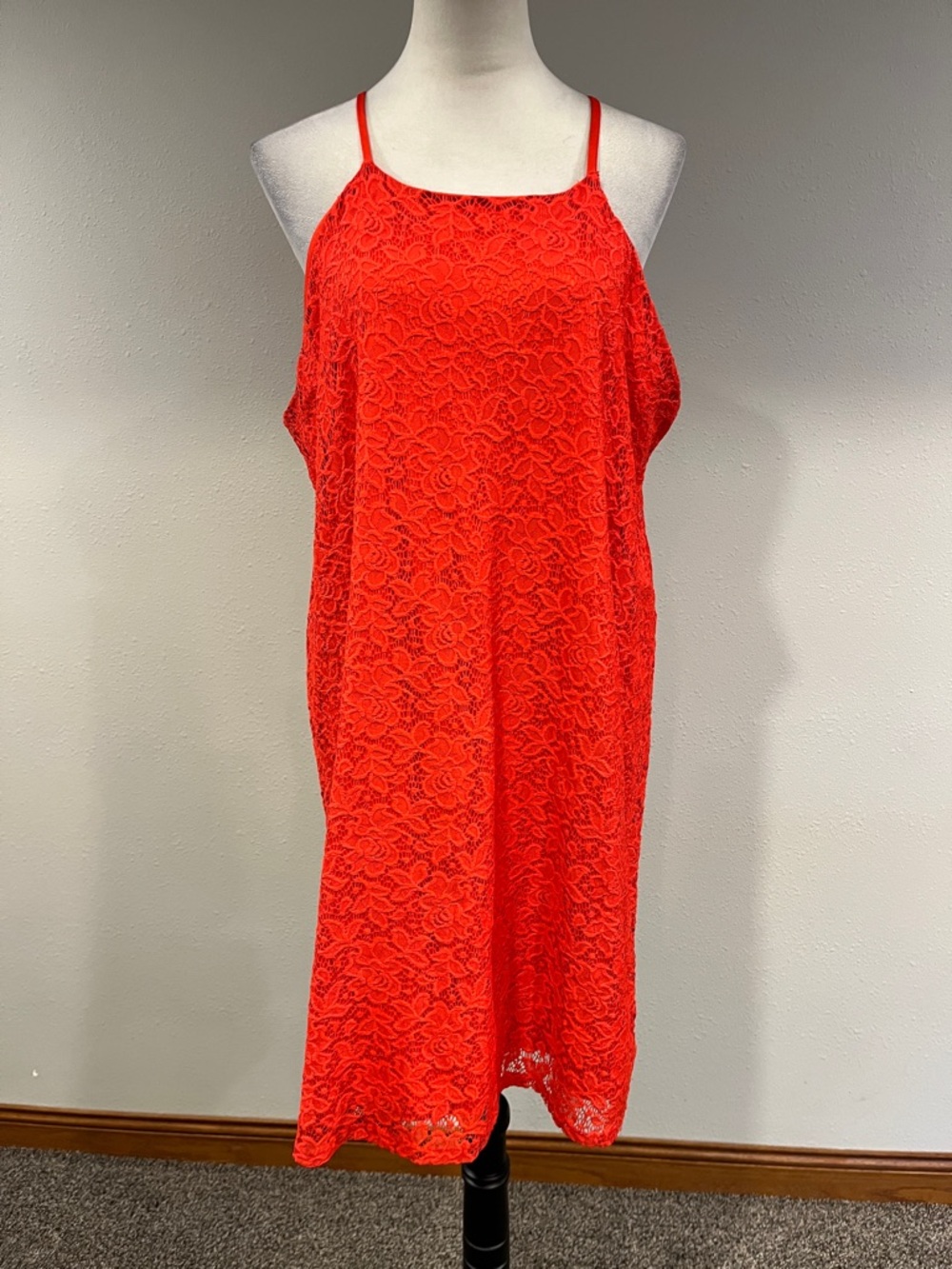Maurices Blood Orange a-line lace mini dress size extra large